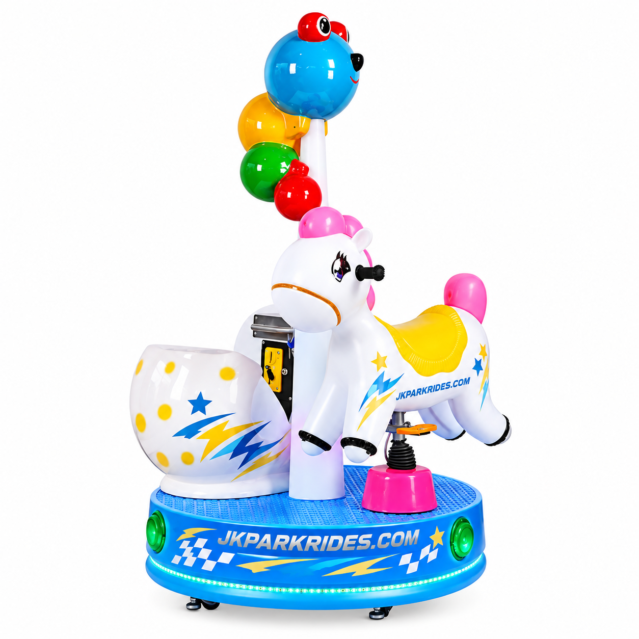 Cute and Fun Two seater Rainbow Pony Rotating Shake Car — JKPARKRIDES product image