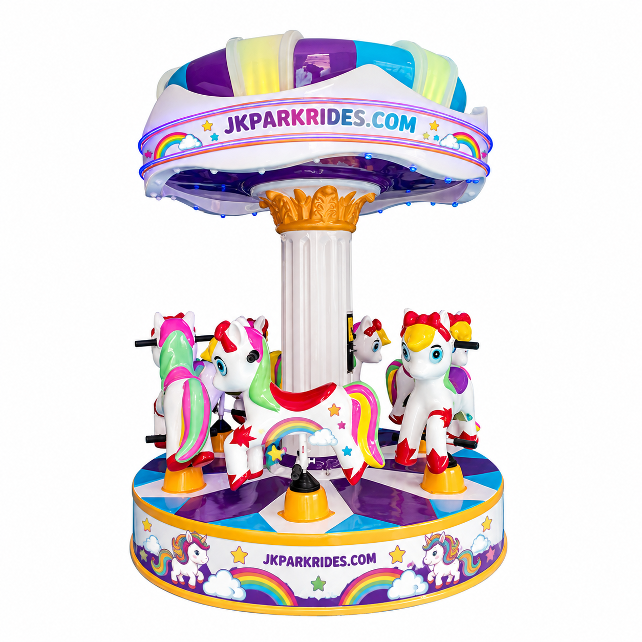 Rainbow Pony Six Person Carousel — JKPARKRIDES product image