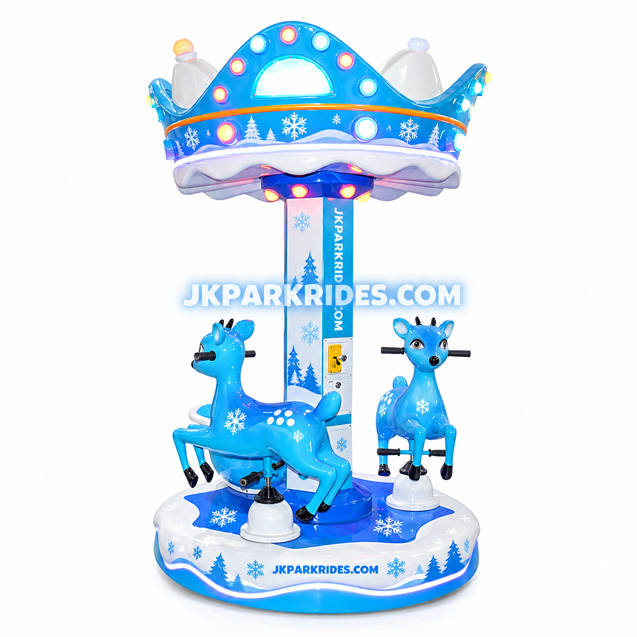 Three people spinning horses in the Ice and Snow World — JKPARKRIDES product image