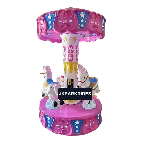 Dream Star Wish Three-Person Carousel — pink carousel with horses and a decorative canopy