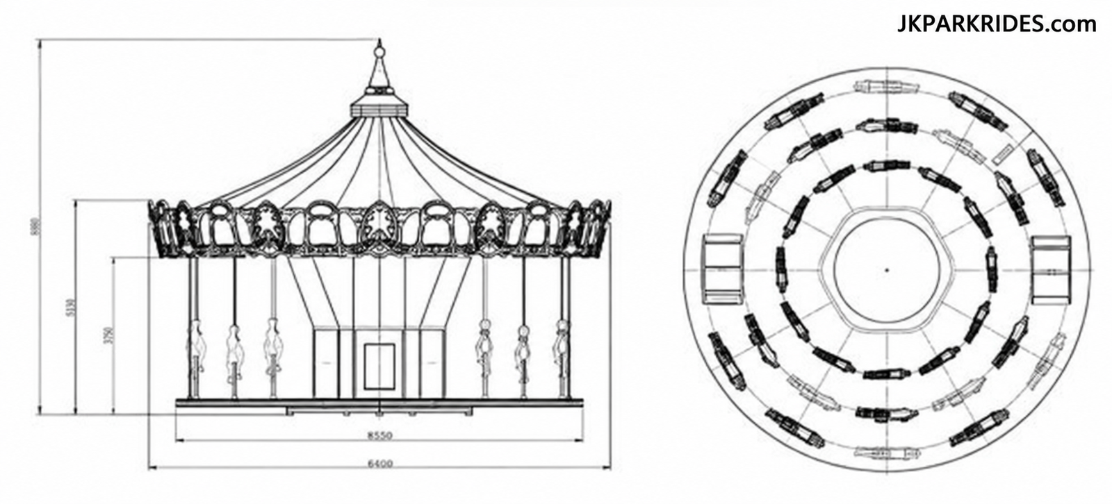 Carousel du Royaume des animaux — vue détaillée